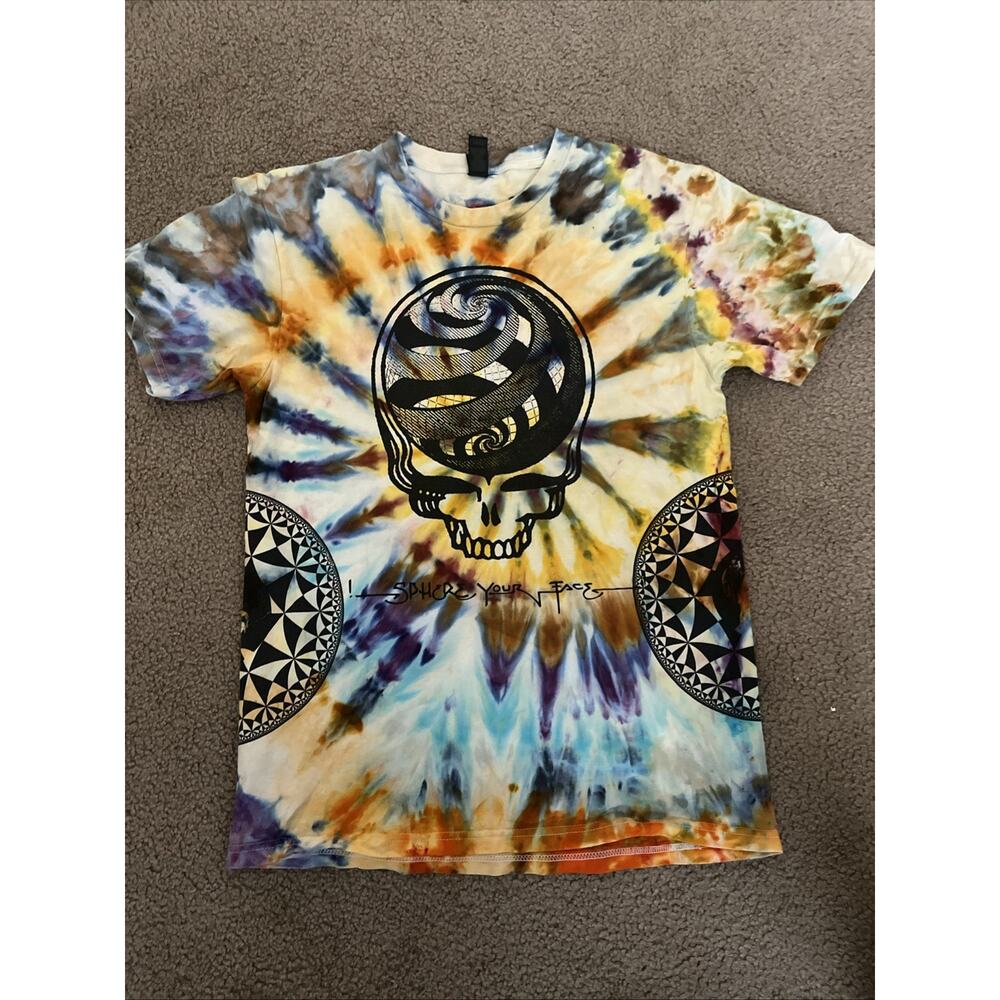 Tie-Dye Skull Graphic Button-Down Casual Shirt - Multicolor